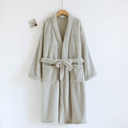 Ownkoti Matching Couple Plush Solid Robe - Light Green - Women: XL - image 4