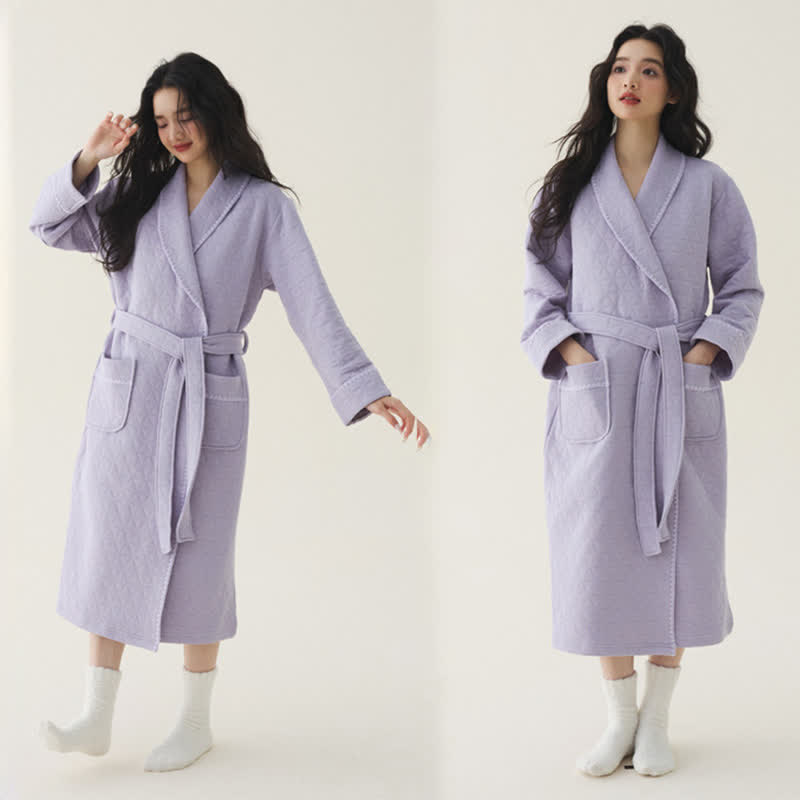 Ownkoti Simple Solid Color Quilted Robe - image 12
