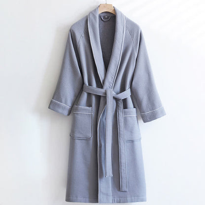 Ownkoti Unisex Cotton Solid Color Robe - Gray - L - image 16