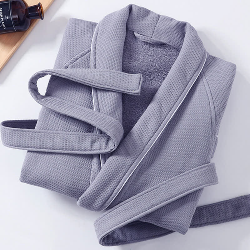 Ownkoti Unisex Cotton Solid Color Robe - image 17