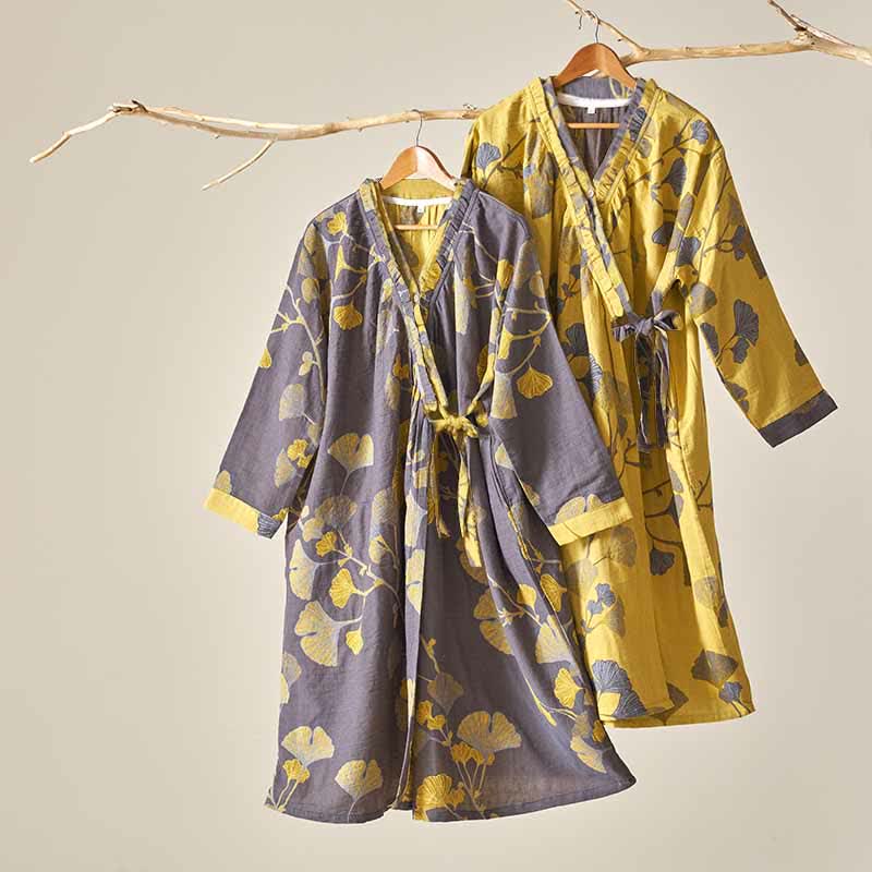 Ownkoti Ginkgo Leaf Hanfu Inspired Cotton Nightdress - image 1
