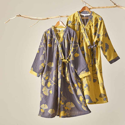 Ownkoti Ginkgo Leaf Hanfu Inspired Cotton Nightdress - image 1