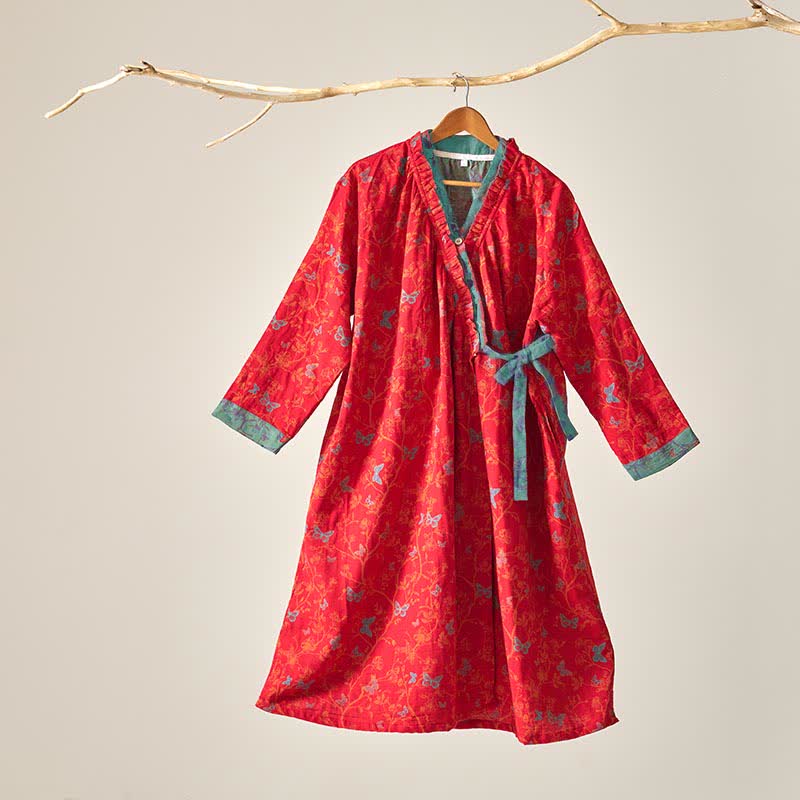 Ownkoti Vintage Butterfly Hanfu Inspired Cotton Nightdress - XL - image 0