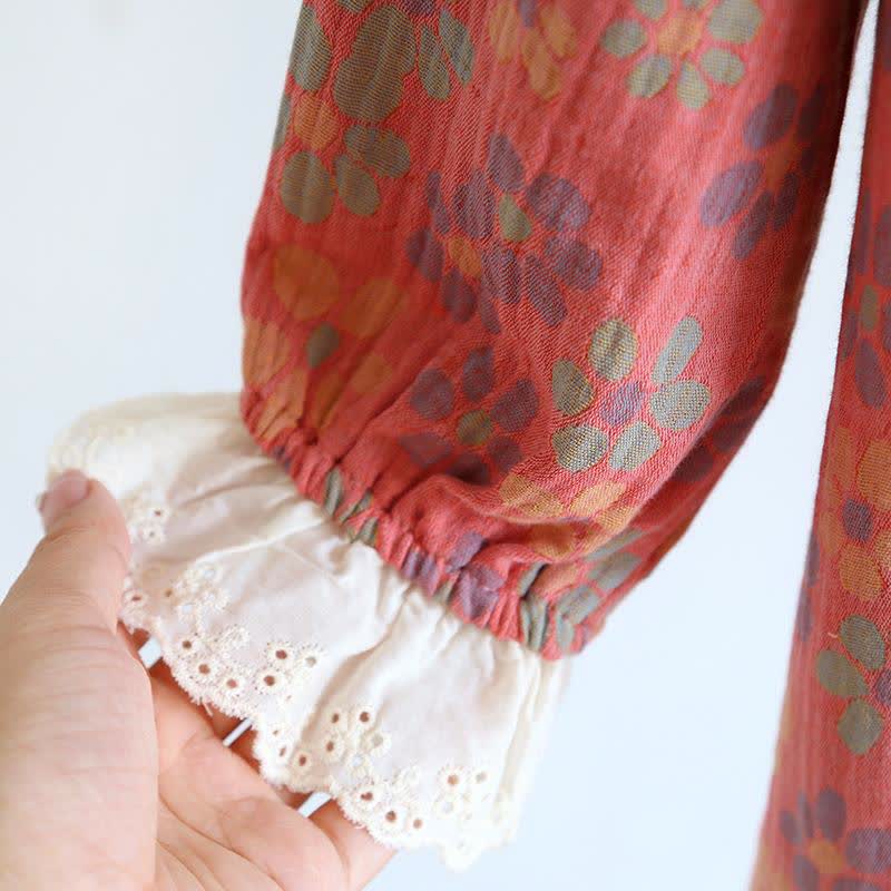 Ownkoti Floral Cotton Gauze Long Sleeve Nightgown - image 8