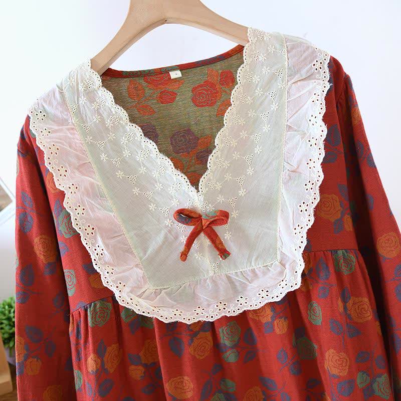 Ownkoti Rose Cotton Gauze Long Sleeve Nightgown - image 1