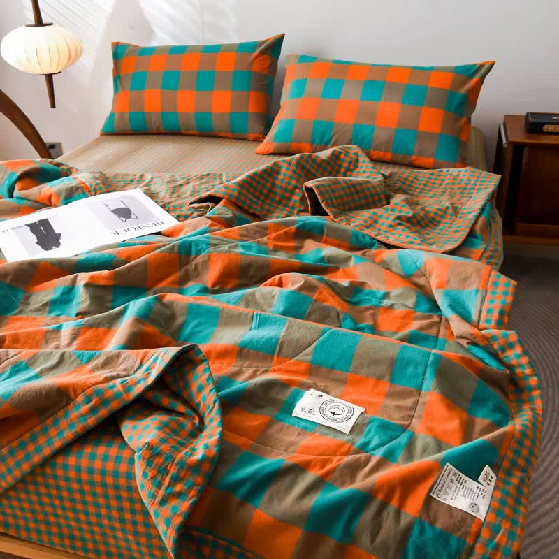 Ownkoti Yarn-dyed Plaid Cotton Vintage Bedding - image 5