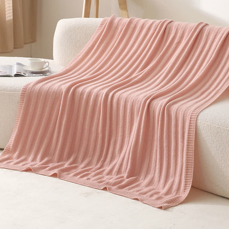 Ownkoti Solid Striped Textured Knitted Blanket - image 3