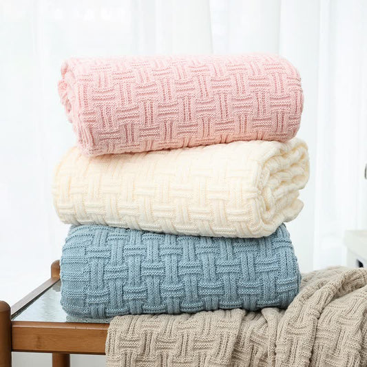 Ownkoti Solid Knot Textured Knit Throw Blanket - image 0