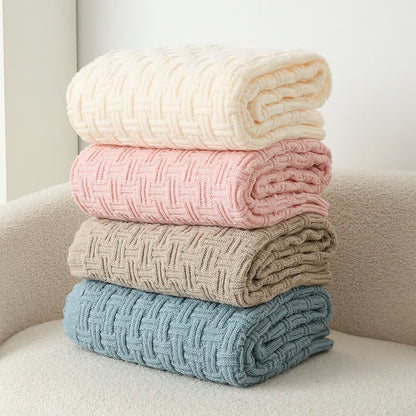 Ownkoti Solid Knot Textured Knit Throw Blanket - image 2