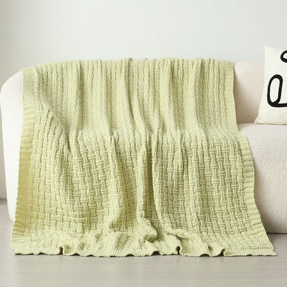 Ownkoti Solid Knot Textured Knit Throw Blanket - Light Green - 59"W x 79"L - image 7
