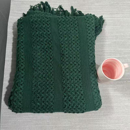 Ownkoti Solid Geometric Cable Knit Throw Blanket - Dark Green - 51"W x 90"L - image 9