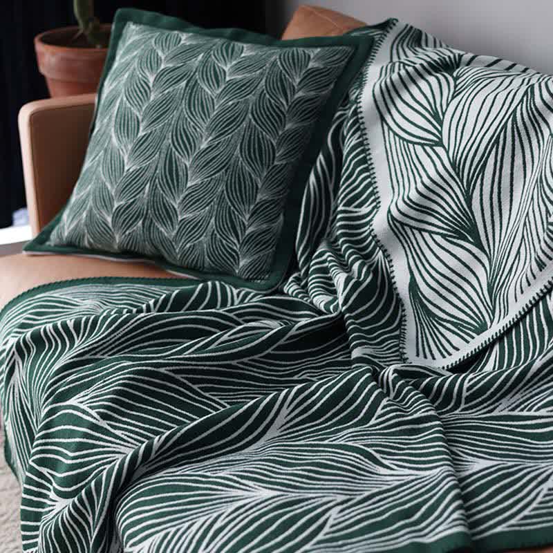 Ownkoti Artistic Leaf Knit Throw Blanket - image 1