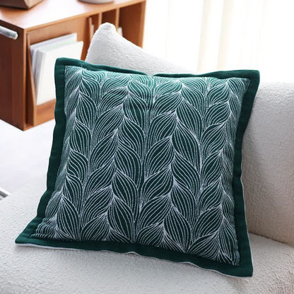 Ownkoti Artistic Leaf Knit Throw Blanket - Green - Pillow - 21" x 21" - image 3