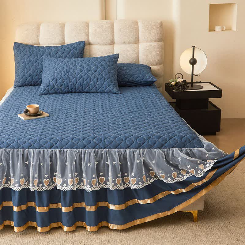 Ownkoti Heart Quilted Bed Skirt Sheet - image 2