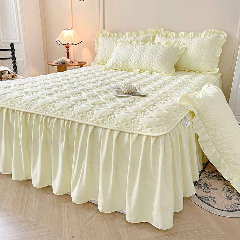 Ownkoti Geometric Quilted Bed Skirt Sheet - image 1