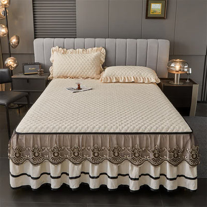 Ownkoti Quilted Sheet with Removable Bed Skirt - Champagne - 2PCS Pillowcases - 19" x 29" - image 10