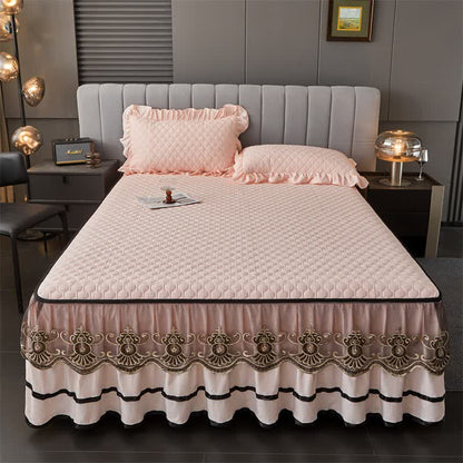 Ownkoti Quilted Sheet with Removable Bed Skirt - Light Pink - 2PCS Pillowcases - 19" x 29" - image 11