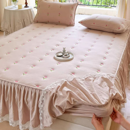 Ownkoti Tulip Embroidered Bed Skirt Sheet - image 3