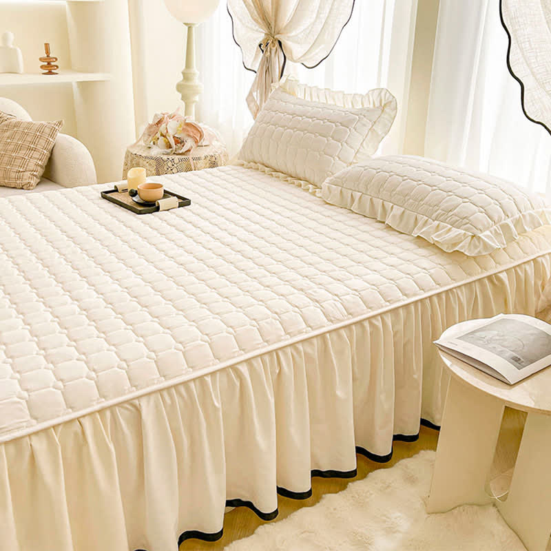 Ownkoti Checked Quilted Bed Skirt Sheet - image 4