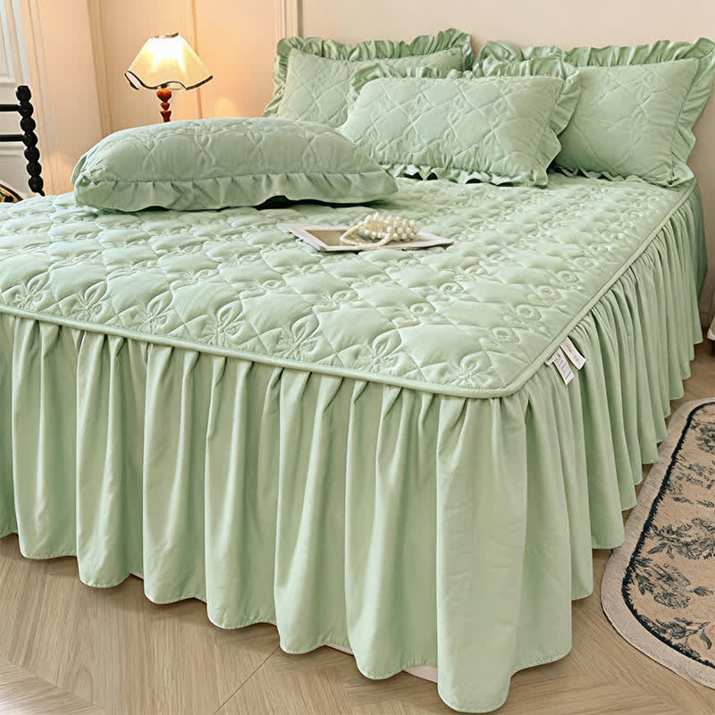 Ownkoti Geometric Quilted Bed Skirt Sheet - image 16