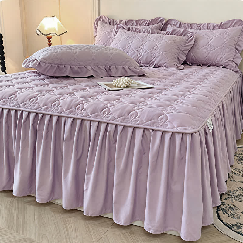 Ownkoti Geometric Quilted Bed Skirt Sheet - image 18