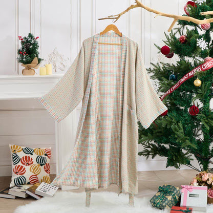 Ownkoti Colorful Gingham Cotton Gauze Kimono Robe - image 0