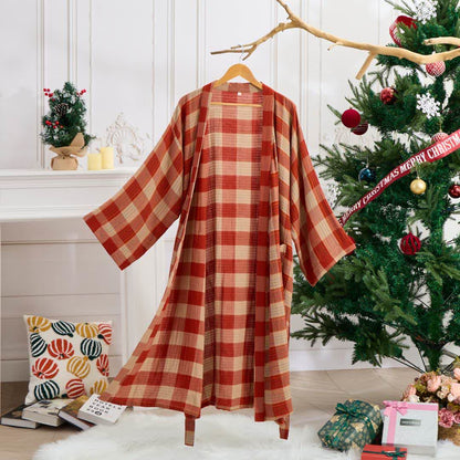 Ownkoti Classic Plaid Cotton Gauze Kimono Robe - image 0