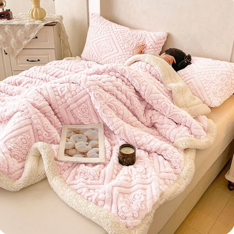 Ownkoti Plush Floral Sherpa Fleece Warm Blanket - image 2