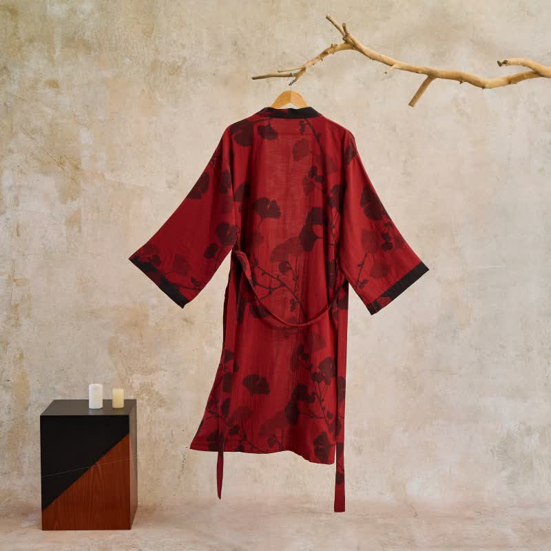 Ownkoti Large Ginkgo Leaf Cotton Kimono Robe - image 9
