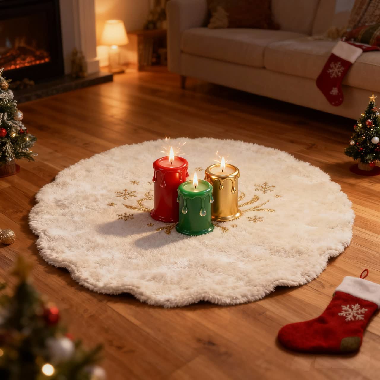 Ownkoti Christmas Inspires 3D Effect Rug - B - 55" x 55" - image 4