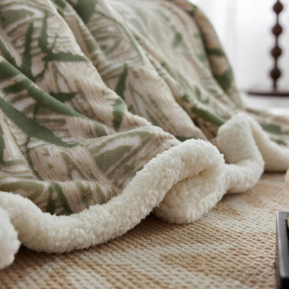 Ownkoti Zen Bamboo Leaf Reversible Sherpa Throw Blanket - image 7