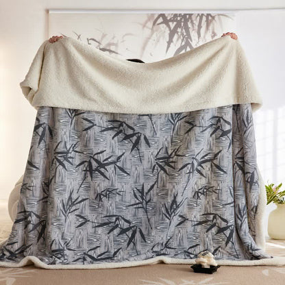 Ownkoti Zen Bamboo Leaf Reversible Sherpa Throw Blanket - image 14
