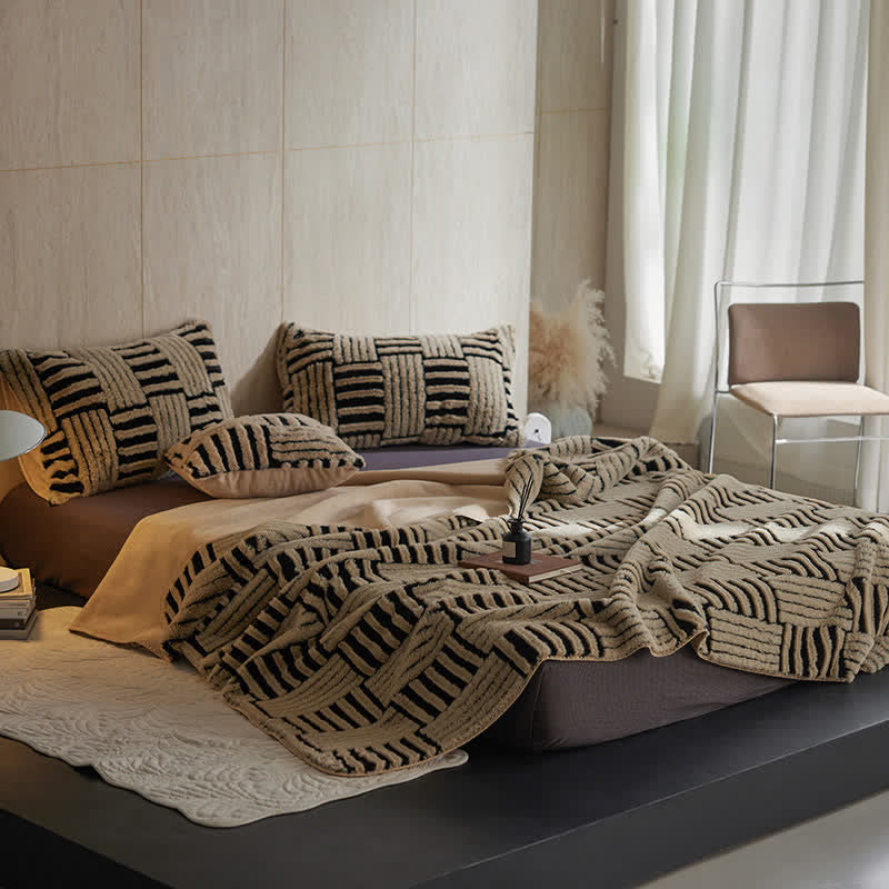 Ownkoti Jacquard Geometric Fleece Throw Blanket - image 11