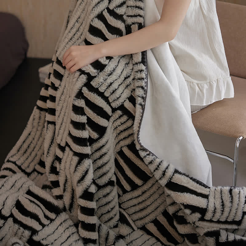 Ownkoti Jacquard Geometric Fleece Throw Blanket - image 6