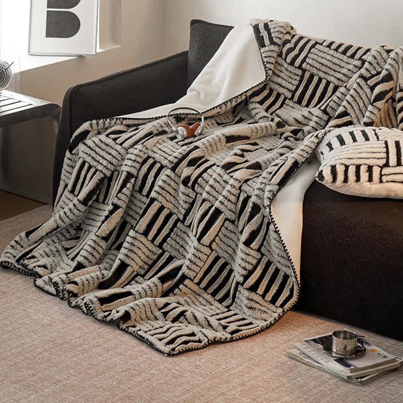Ownkoti Jacquard Geometric Fleece Throw Blanket - image 5