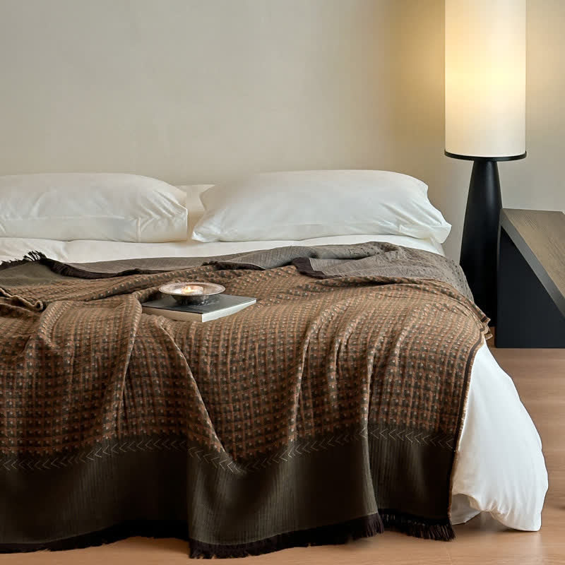 Ownkoti Vintage Cotton Jacquard Multi-Use Blanket - Olive Green - 55"W x 75"L - image 8