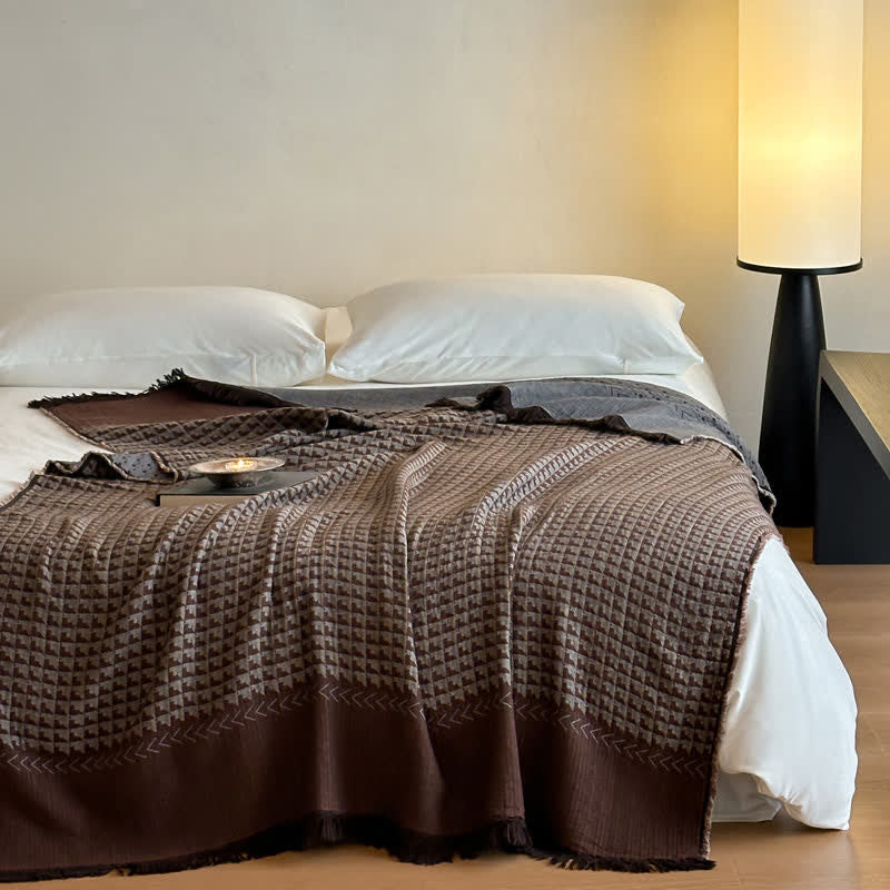 Ownkoti Vintage Cotton Jacquard Multi-Use Blanket - Chocolate - 55"W x 75"L - image 23