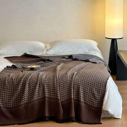 Ownkoti Vintage Cotton Jacquard Multi-Use Blanket - Chocolate - 55"W x 75"L - image 23