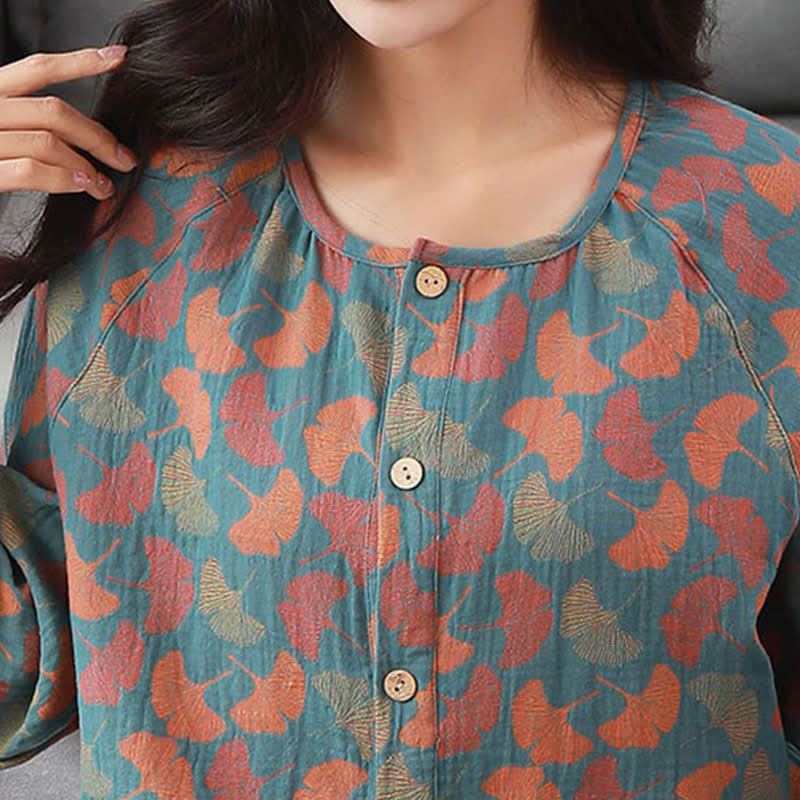 Ownkoti Ginkgo Leaf Jacquard Cotton Loungewear Set - image 6