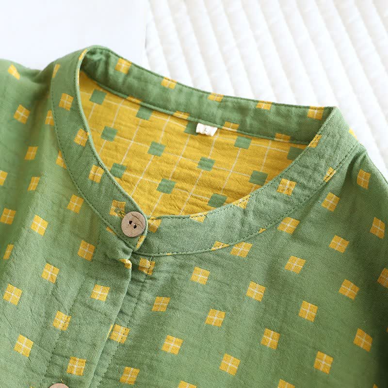 Ownkoti Grid Cotton Gauze Long Sleeves Loungewear - image 7