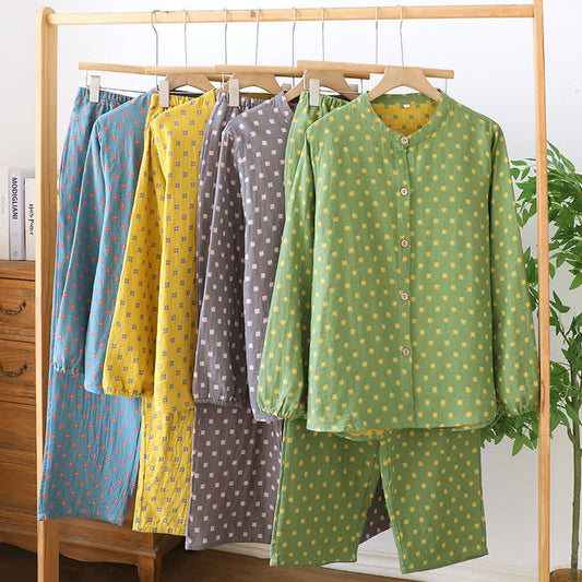 Ownkoti Grid Cotton Gauze Long Sleeves Loungewear - image 0