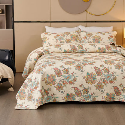 Ownkoti Natural Cotton Quilted Paisley Bedspread Set(3PCS) - King - image 0