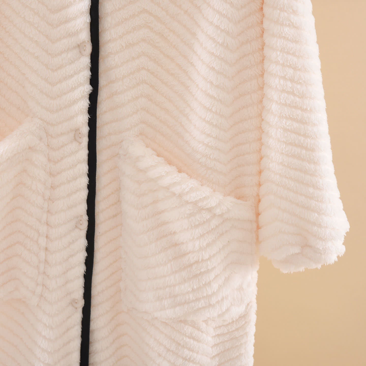 Ownkoti Solid Color Hooded Plush Button Robe - image 6