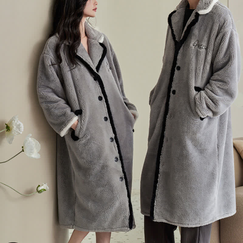 Ownkoti Gray Plush Couple Bathrobe - image 1