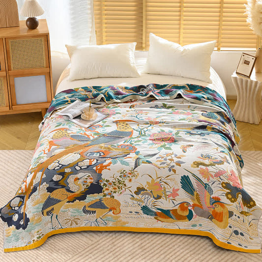 Ownkoti Luxurious Bird Floral Cotton Gauze Quilt - King - image 0