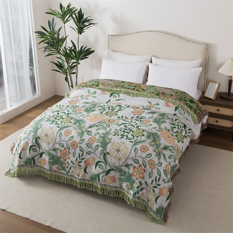 Ownkoti Refresh Floral Cotton Gauze Tassel Blanket - image 4