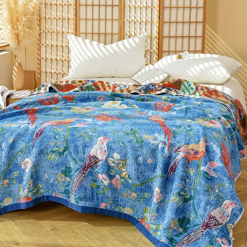 Ownkoti Artistic Floral Bird Cotton Gauze Quilt - image 2