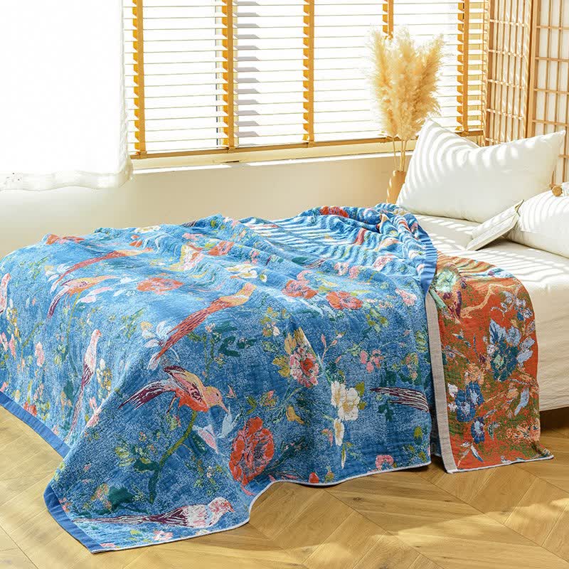 Ownkoti Artistic Floral Bird Cotton Gauze Blanket - image 4