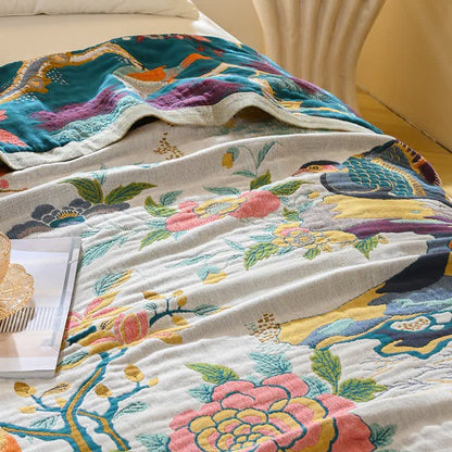Ownkoti Luxurious Bird Floral Cotton Gauze Blanket - image 3