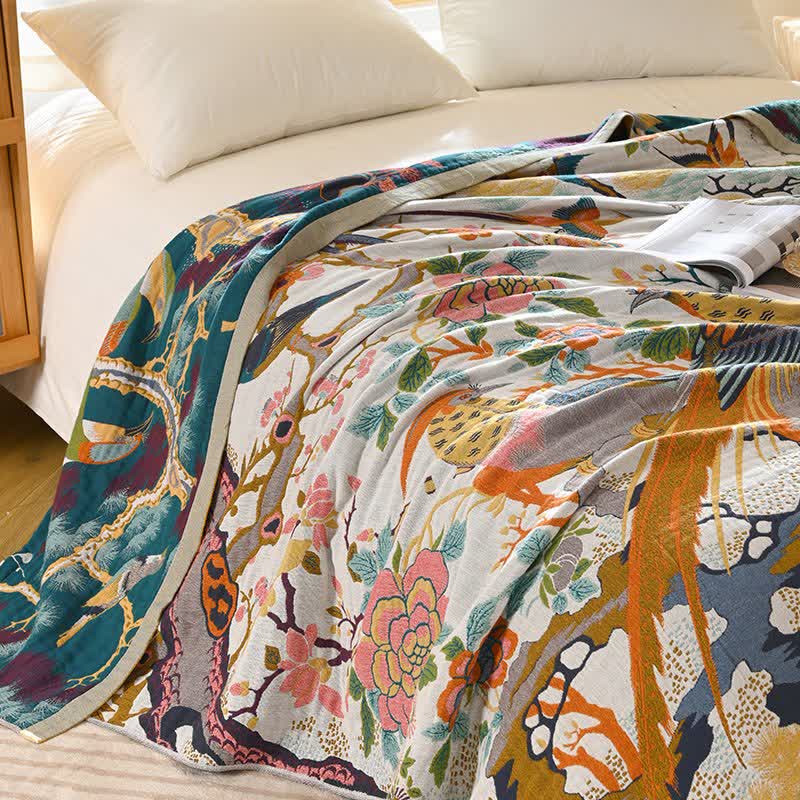 Ownkoti Luxurious Bird Floral Cotton Gauze Blanket - image 2